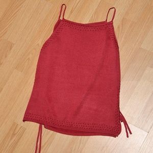 Lzarra red silk beaded tank